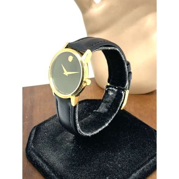 Movado Women's Watch 0607275 Swiss Quartz Gold Museum Black Dial Leather Band - Picture 14 of 14